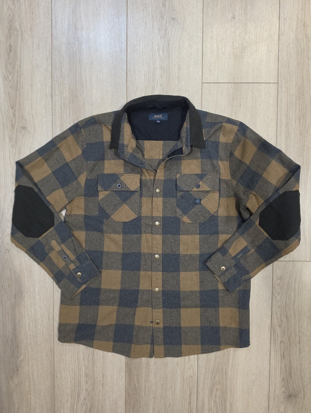 Roark Plaid Wool Blend Shacket Overshirt Men’s XL Elbow Patch